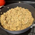Cornbread Dressing on the stove