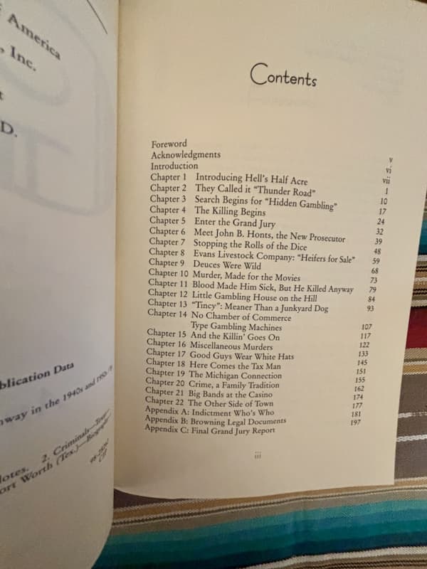 Gangsters and Gamblers Fort Worth table of contents